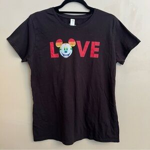 Mickey Mouse Disney Pride Love Black Shirt Sleeve T Shirt Tee Size L